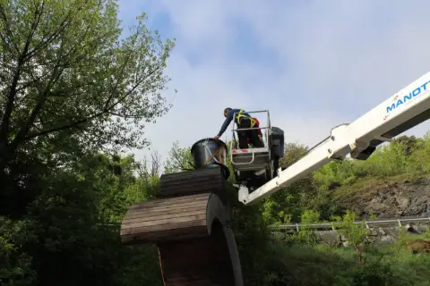 Oberwalliser Tambouren- und Pfeiferfest in Bürchen 2015, Aufbauarbeiten, Foto 3